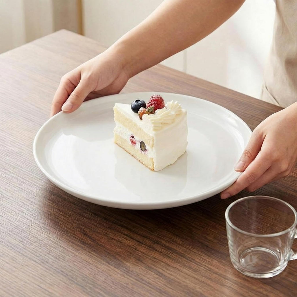 ONEderful Off-White Dinner Plates Set of 4-9 Inch Melamine Modern Flat Plates, Durable & Lightweight - Indoor & Outdoor Use, Perfect for Everyday Meals, BBQs, Weddings, Dishwasher Safe