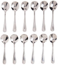 Winco 12-Piece Dots Bouillon Spoon Set, 18-0 Stainless Steel,Silver | Dishwasher safe, Dots pattern, Heavyweight, Restaurant service, Great for Soup, Broth, Noodles and Tasting Service