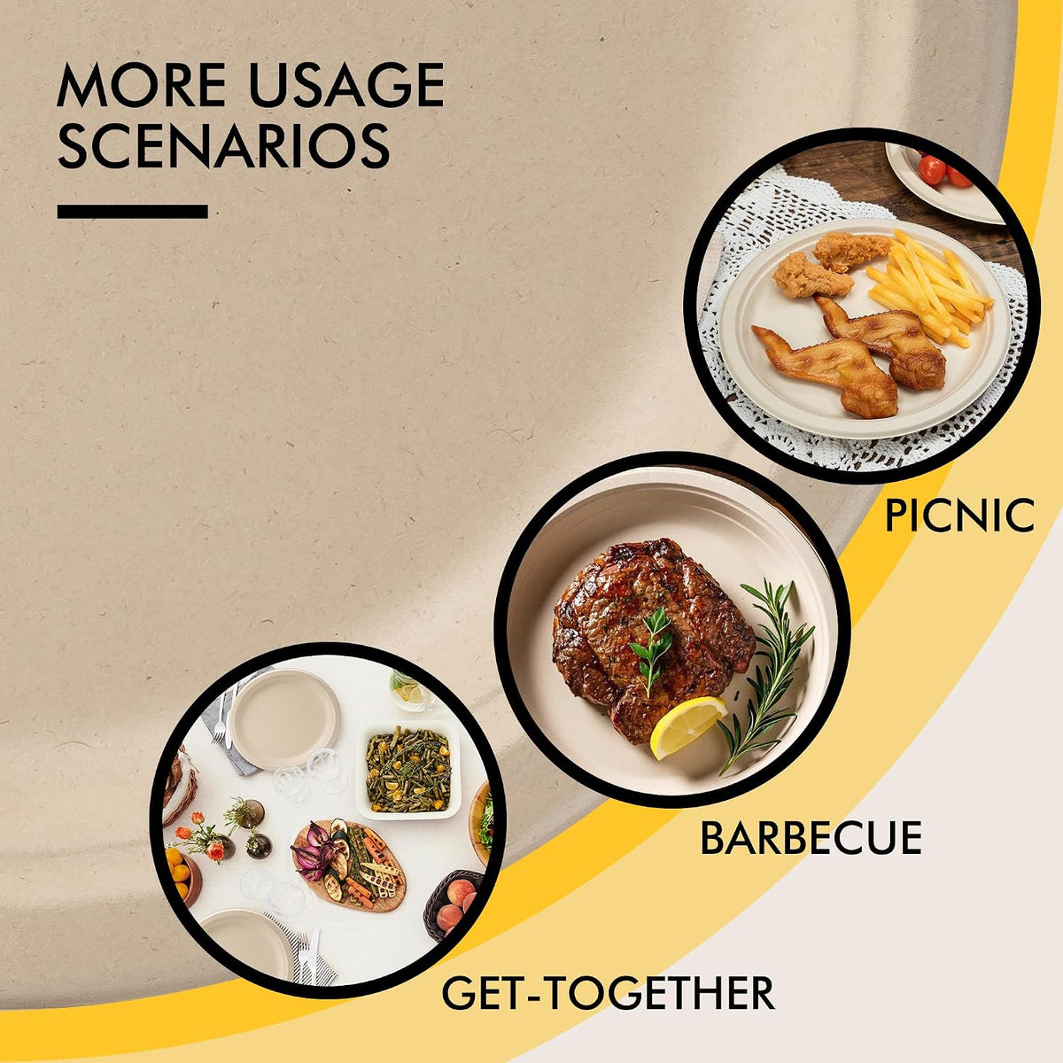 Compostable Paper Plates 10 Inch [150 Pack] | Unbleached Brown, Disposable Biodegradable Heavy Duty Paper Plates, Made of Natural Sugarcane Fibers, Round