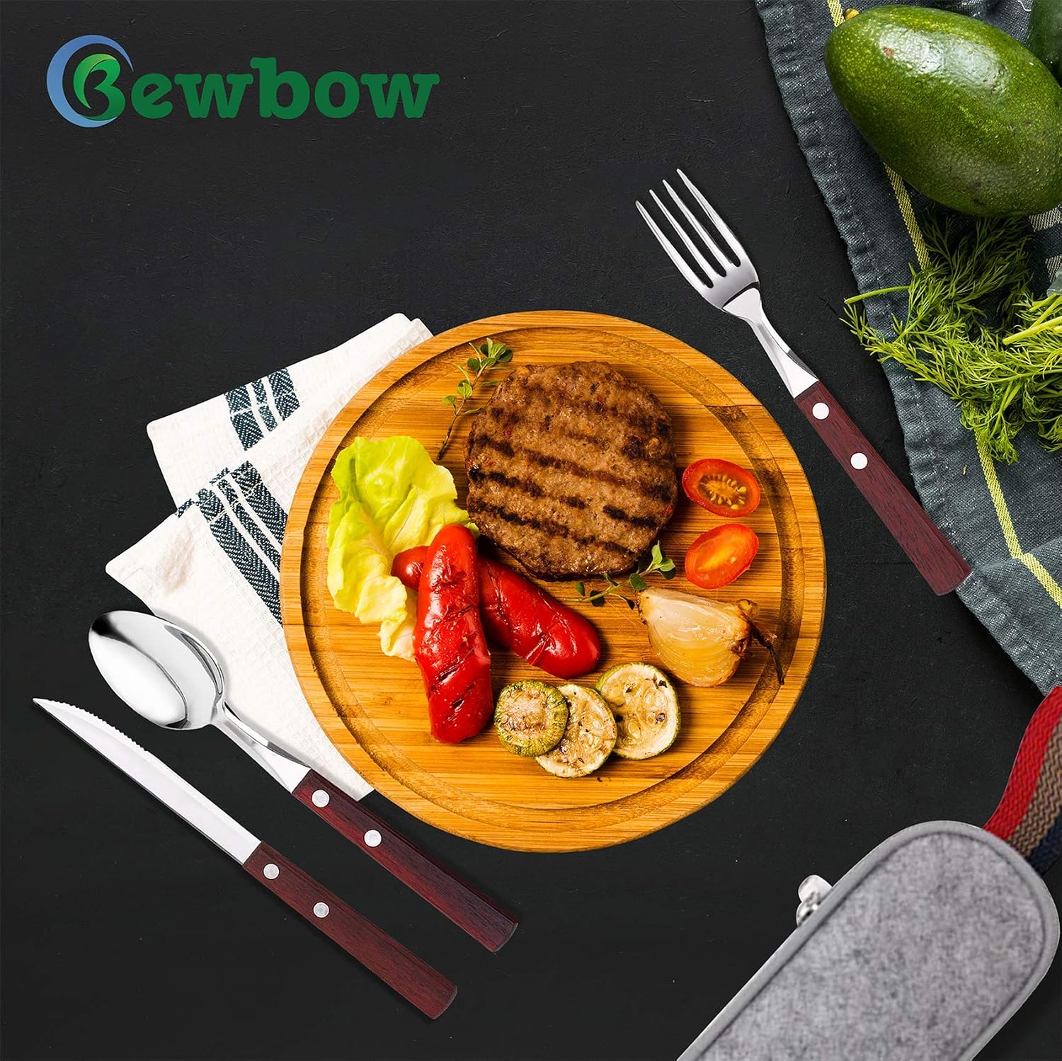 PREMIUM Stainless Steel Travel Utensils Set with Case, 3pc Full Size Fork | Portable Silverware Set for Work, Stainless Steel Reusable Travel Cutlery Set, Fork and Spoon Set for Camping, Picnic, Gadget