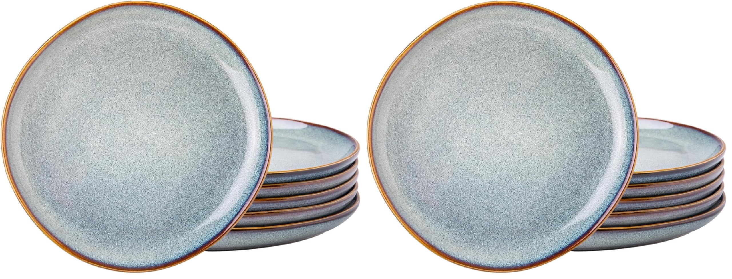 AmorArc Ceramic Dinner Plates Set of 6, 10.5 Inch Stoneware Plates Set | Handmade Reactive Glaze Plates, Rustic Shape Dinnerware Dish Set for Kitchen, Microwave & Dishwasher Safe, Scratch Resistant