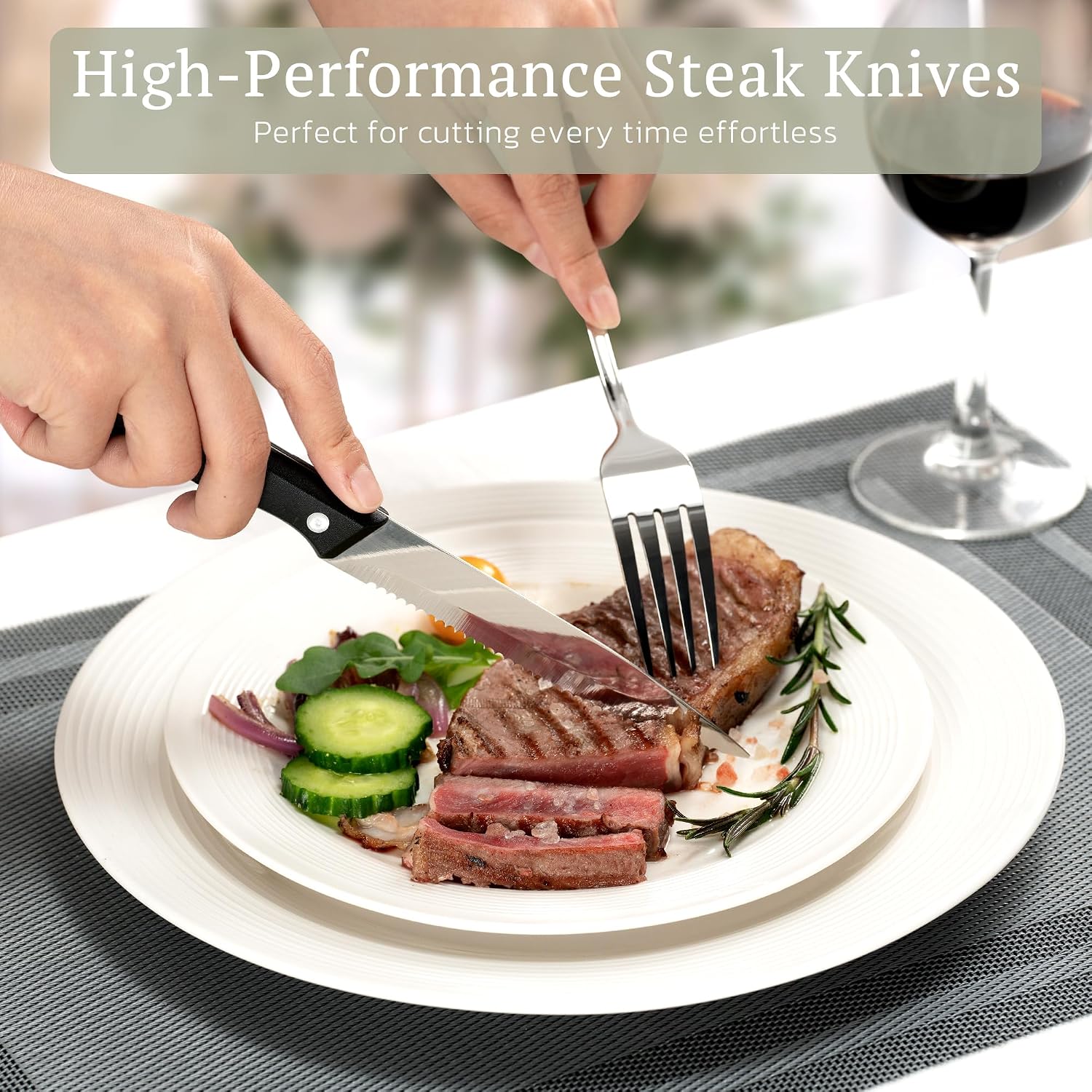 Astercook 49-Pieces Silverware Set with Steak Knives, Tableware Set for 8 - Great Food-Grade Stainless Steel Flatware Set, Mirror-Polished Dining Utensil Set Perfect for Home & Restaurant