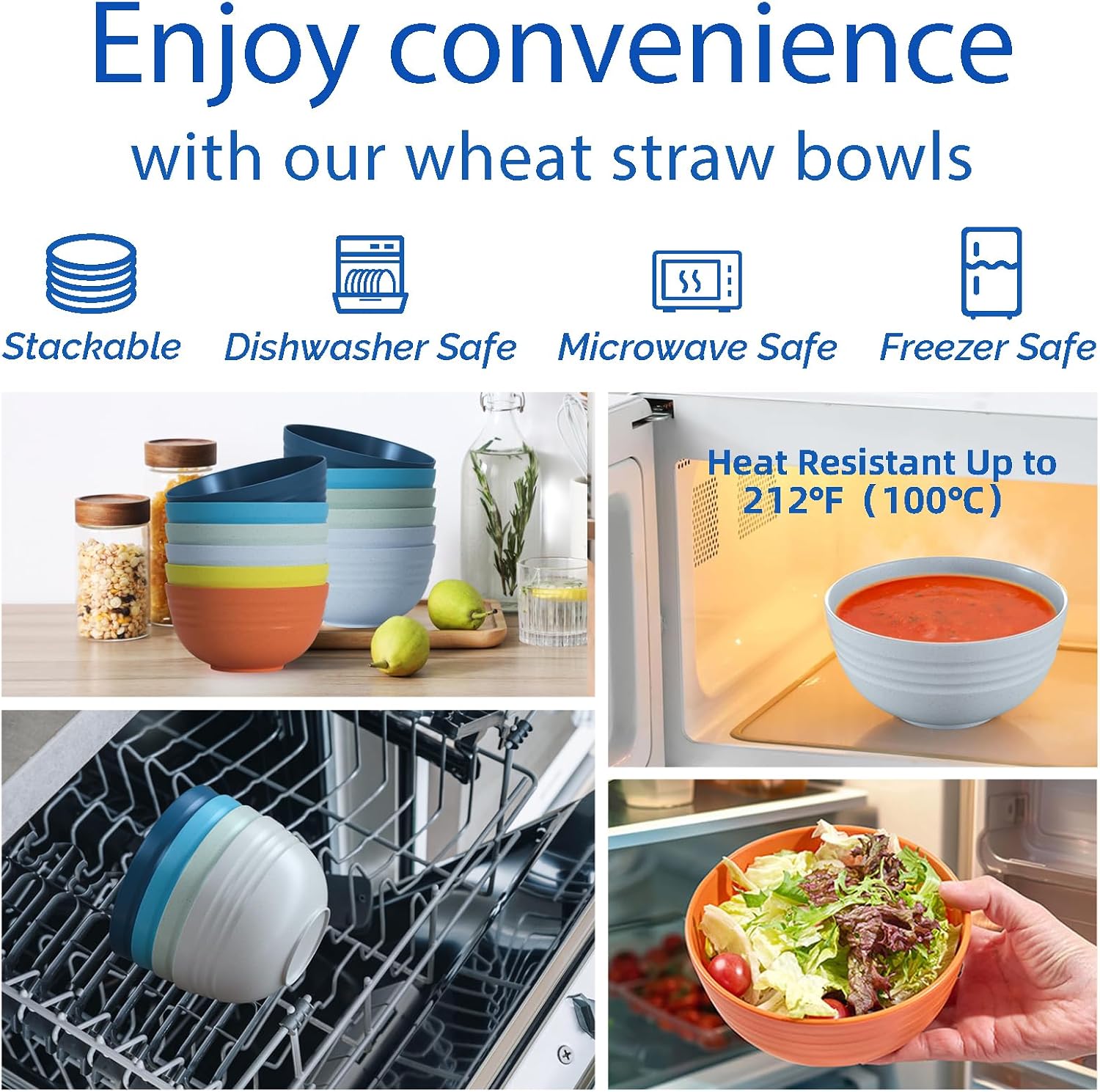 Unbreakable Cereal Bowls 25 OZ Microwave and Dishwasher Safe BPA-Free Bowl Dessert Bowls for Serving Soup, Oatmeal, Pasta and Salad [Set of 6]