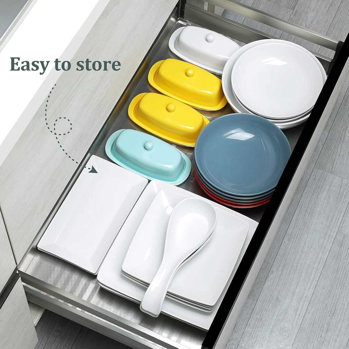 Porcelain Square Dinner Plates, 10.75 Inch Square Serving Plate for Steak, Pasta, Salad, Snacks, Pizza, Appetizer Plates, Set of 6, White | Ceramic Tableware, Raised Rim, Microwave & Dishwasher Safe, Stackable, for Steak, Pasta, Pizza, Everyday Dining, Ea