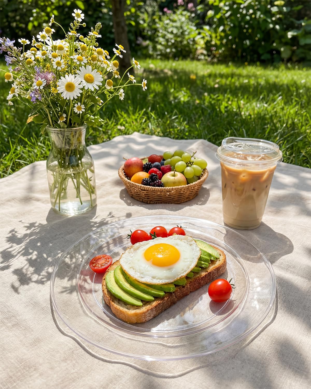 bUCLA 100Pieces Clear Plastic Plates -10.25inch Disposable Dinner Plates- Premium Weddings& Party Plates