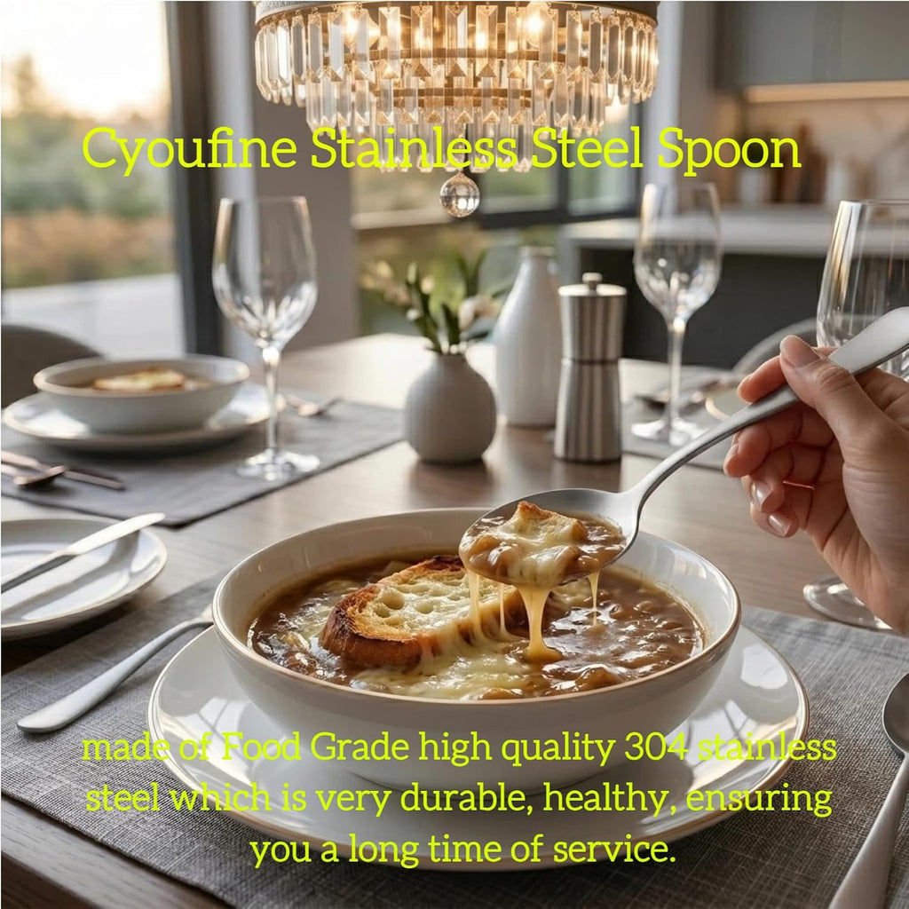 5 Color Soup Spoon set, Round Stainless Steel Bouillon Spoons 6-inch Metal Soup Spoon Flatware Set
