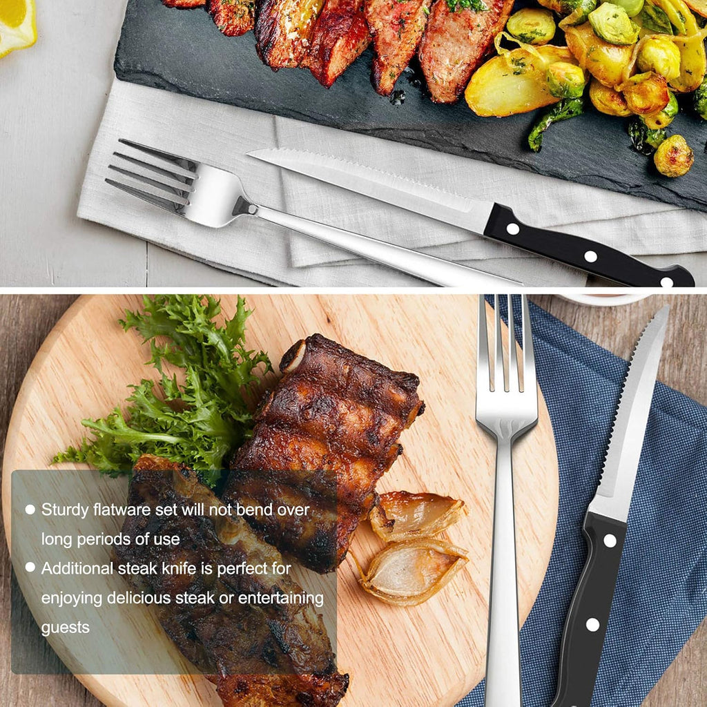 HaWare 53-Piece Silverware Set with Steak Knives and Serving Utensils | Stainless Steel Flatware, Food Grade Cutlery Set, For Home Kitchen, Dishwasher Safe