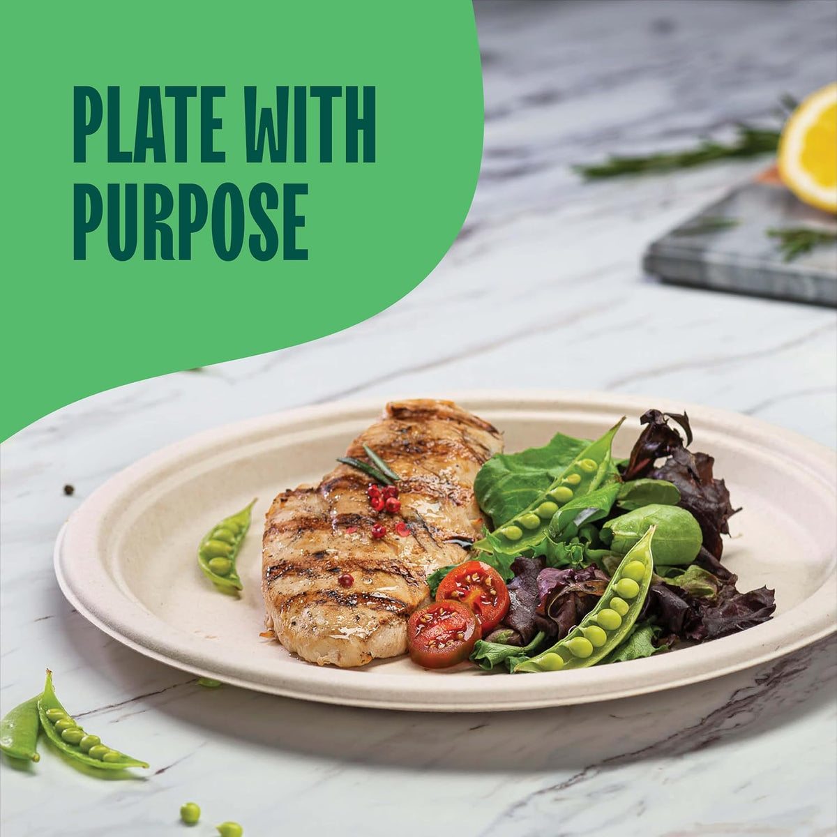 Paper Plates, 100% Compostable Heavy Duty Disposable 10 Inch Plate - [125-Pack] Eco-Friendly, Biodegradable Bagasse - (PFAS-Free) - (BPI Certified) | Eco-Friendly Biodegradable Sugarcane Bagasse Dinner Plates, PFAS-Free & BPI Certified Unbleached Party Su