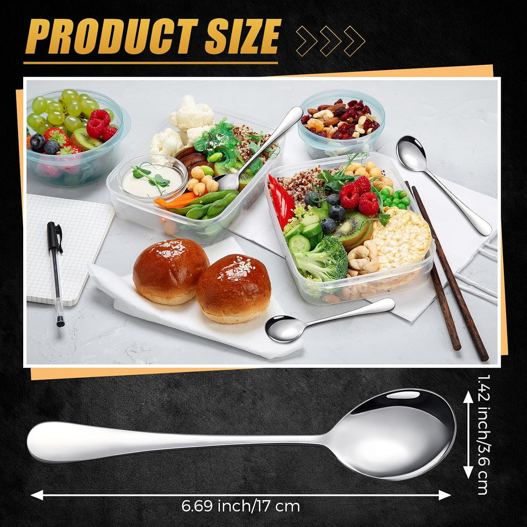 Nuogo 200 Pieces Soup Spoons Stainless Steel Round Soup Spoons Bulk Mirror Polished Silverware for Bouillon Dessert Cereal Ramen Pho Wonton Dumpling Noodles Home Restaurant Kitchen, Dishwasher Safe