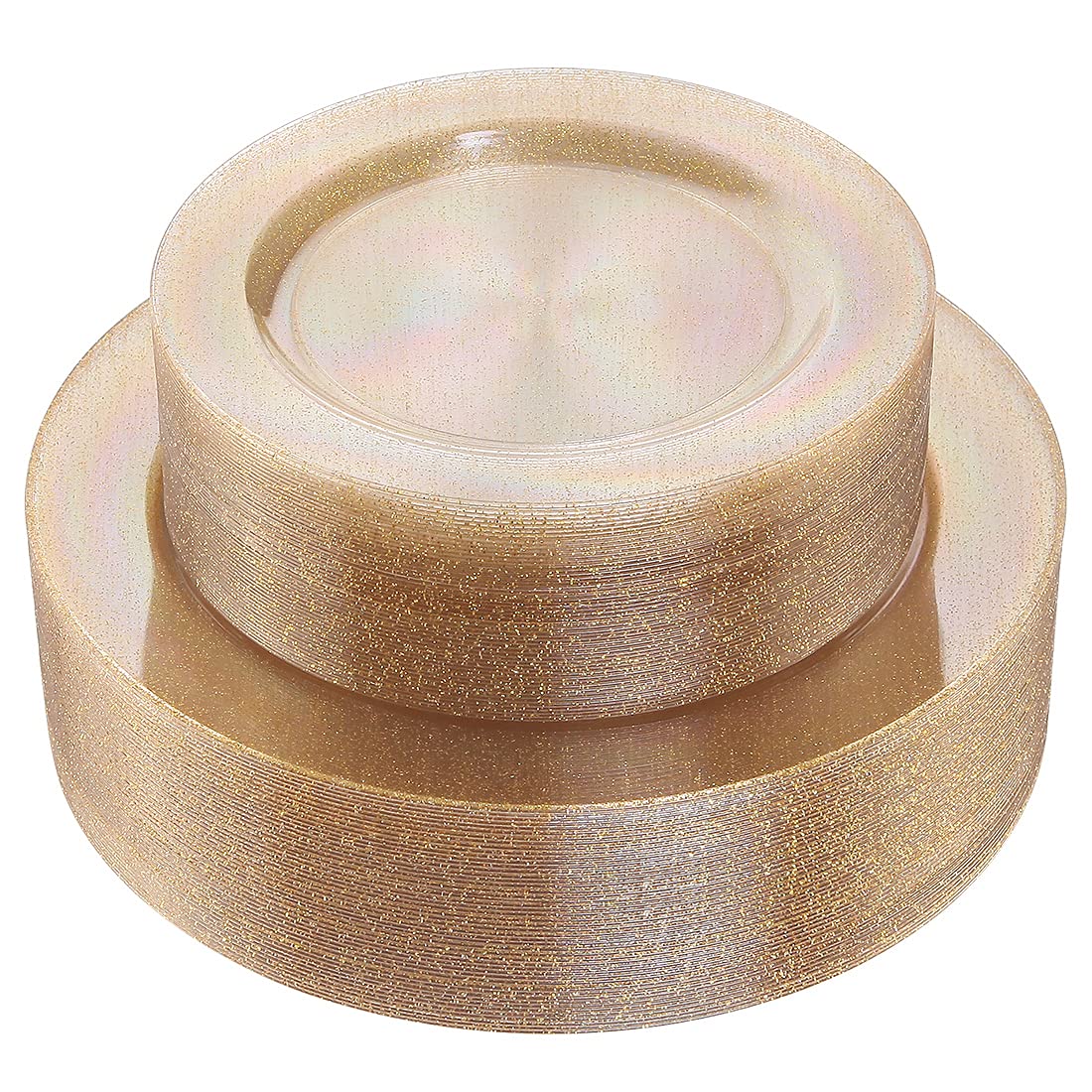 102 Pcs Gold Plastic Plates, Premium Disposable Gold Plates | Gold Rimmed Plastic Plates, BPA Free, Perfect for Wedding, Holidays, Party, 51 Dinner(10.25’’) & 51 Dessert(7.5’’) Plates