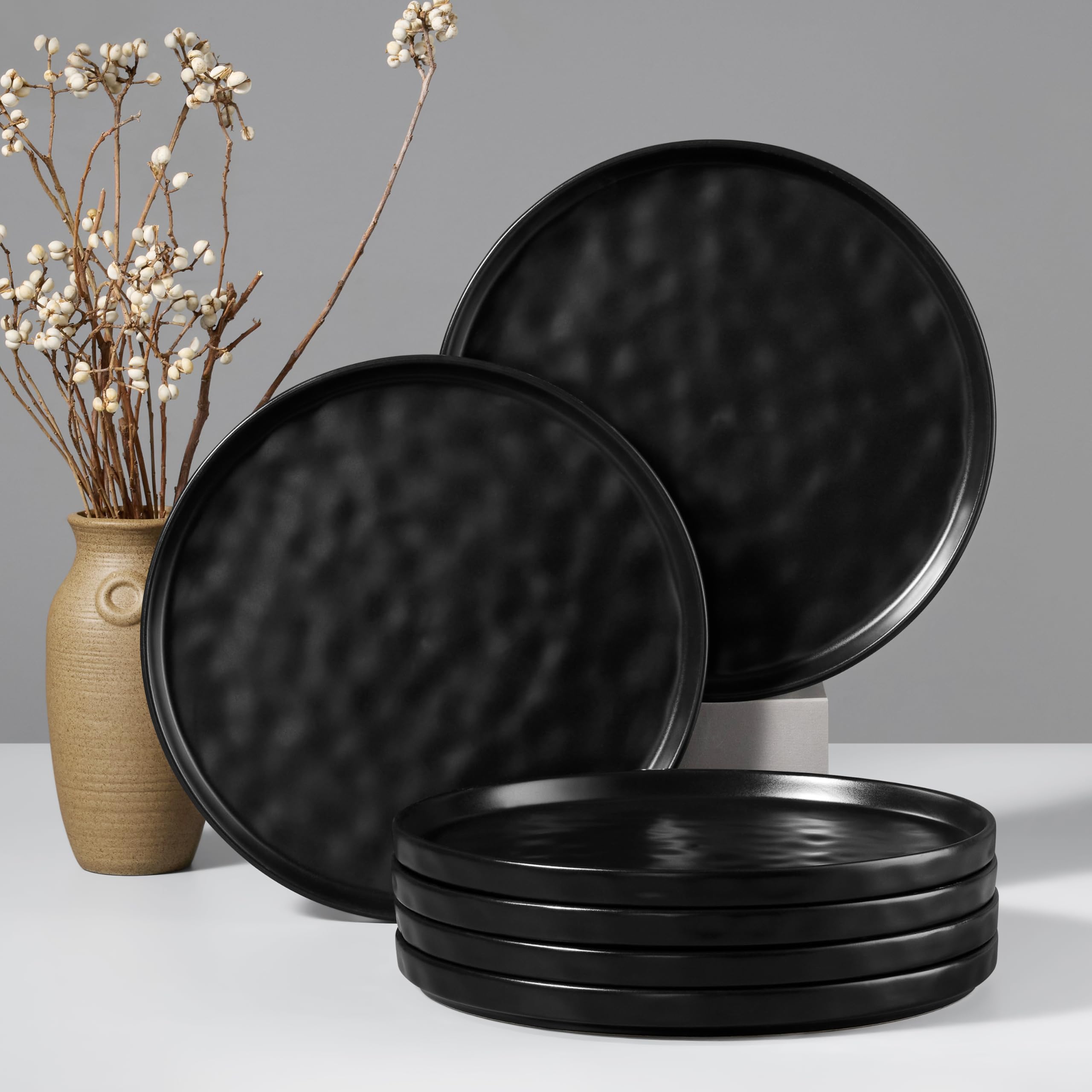 HaWare Stoneware Dinner Plates Set of 6, 10" Heavy Duty Ceramic Plates, Reactive Glaze Dinnerware for Home Restaurant, Chip and Scratch Resistant, Microwave and Dishwasher Safe, Reactive Moss Green