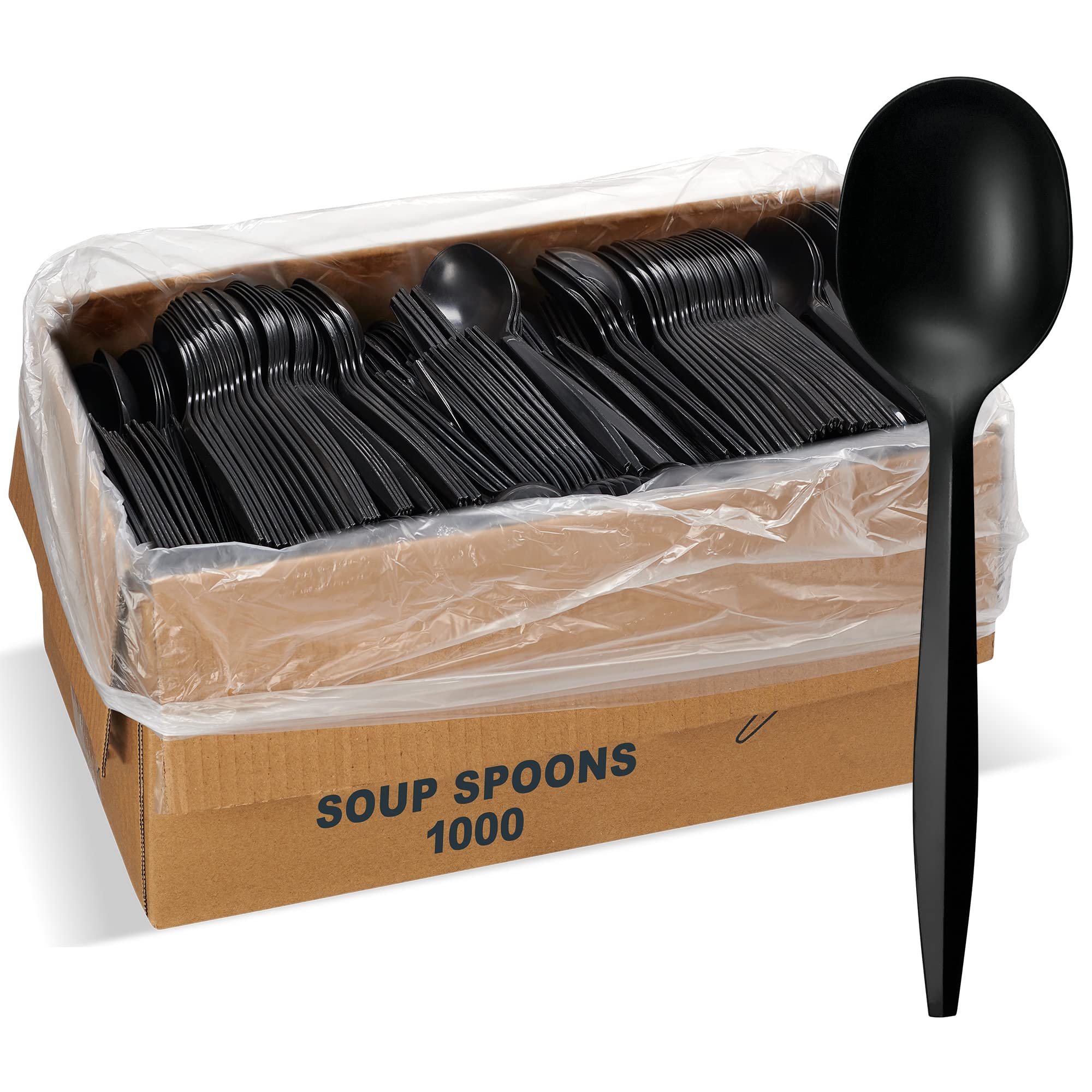 1,000 Plastic Disposable Soup Spoons Bulk White Medium Weight Disposable Silverware Plastic Cutlery Spoons