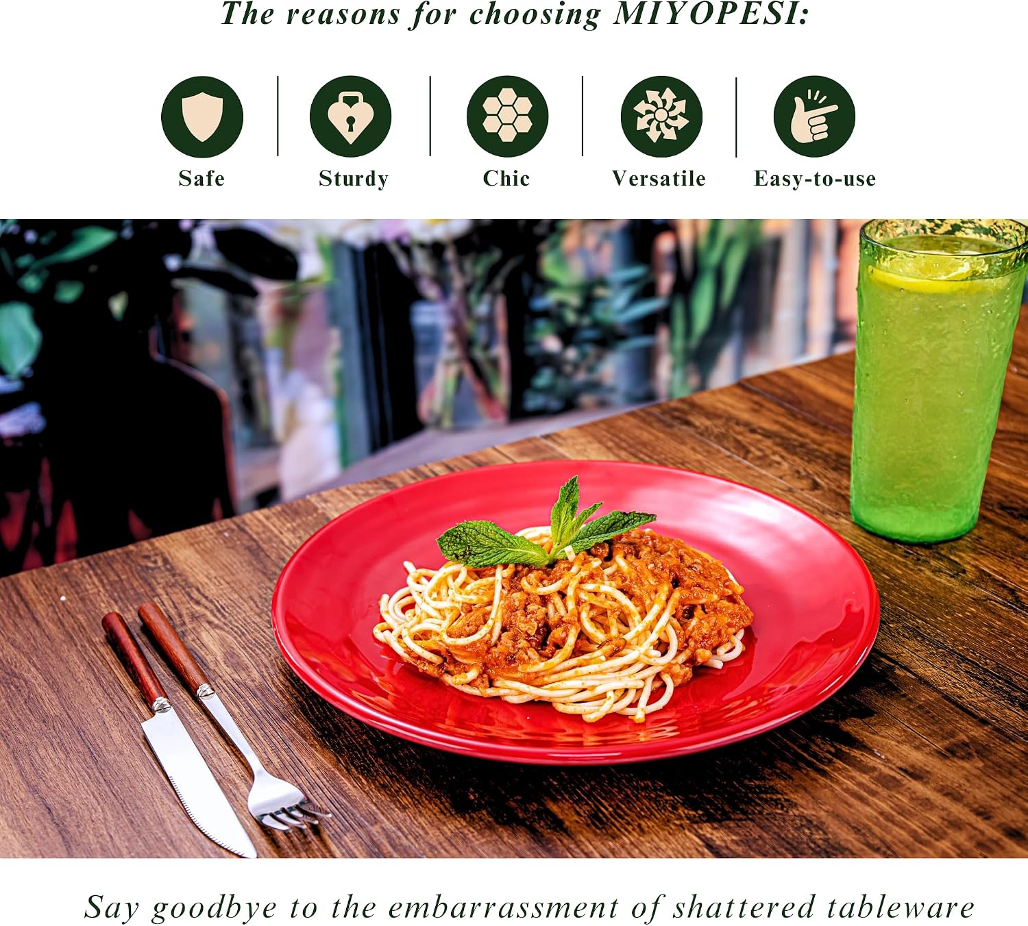 11-Inch Melamine Plates (Set of 6) - Unbreakable and Reusable Plastic Dinnerware with Ceramic Feel, Stackable and Dishwasher-Safe - Versatile for All Meals (Multicolor)