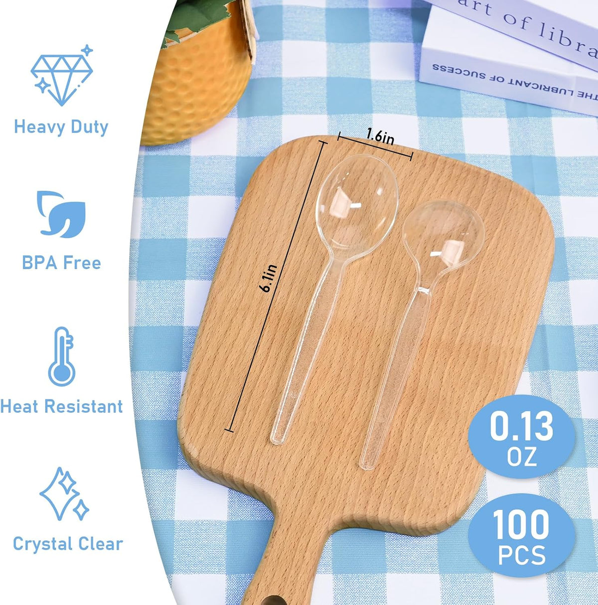 EcoDispose 100 Count Disposable Clear Plastic Spoons, Heavy Duty Cutlery | Heat Resistant, BPA-Free, Durable Plastic Silverware, for Catering Party Event Supply
