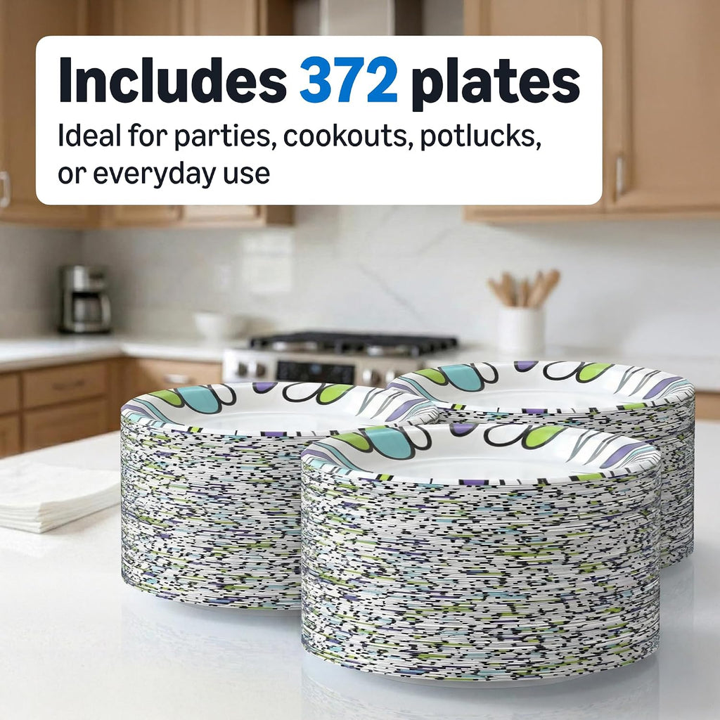 Amazon Basics Ultra Paper Plates, 10 Inch, Disposable, 372 Count (2 Pack of 186), Packaging May Vary