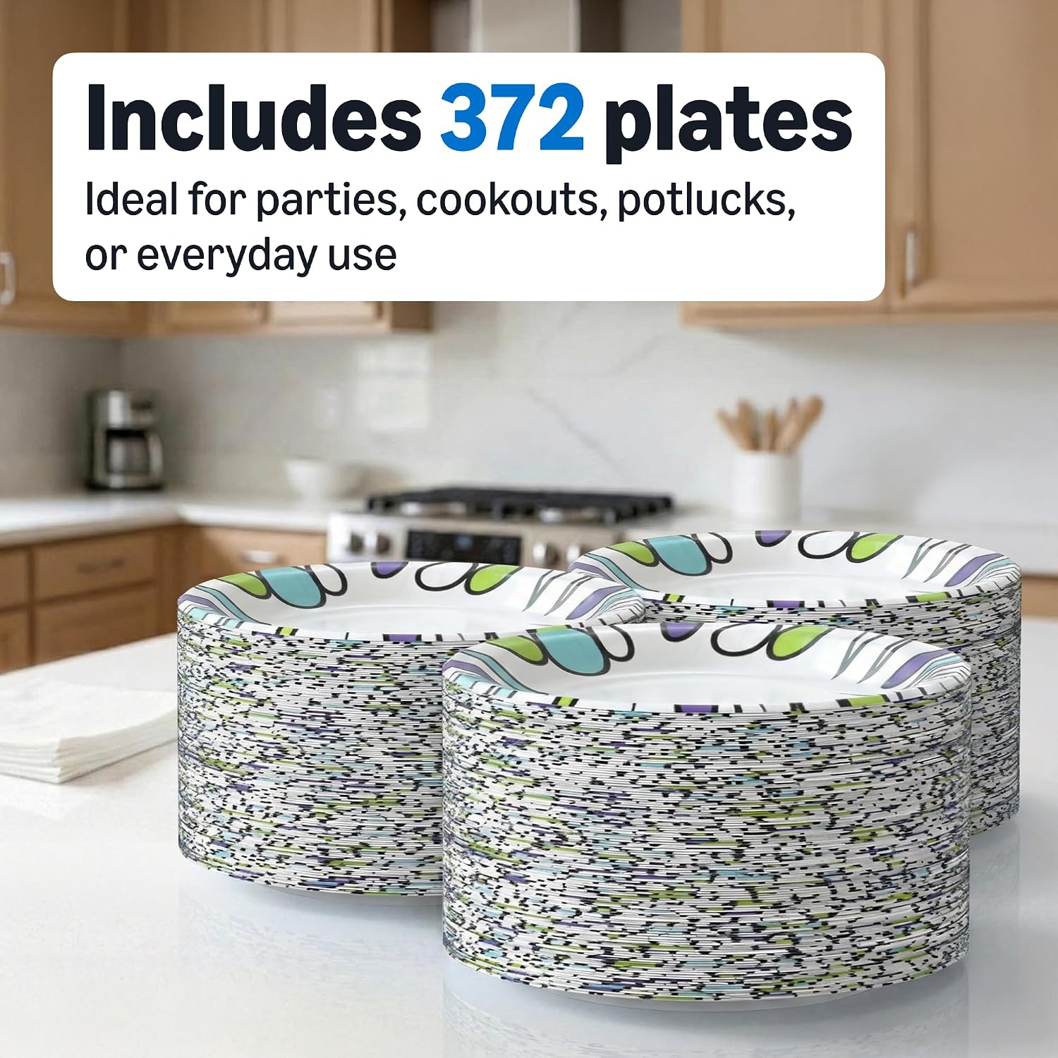 Amazon Basics Ultra Paper Plates, 10 Inch, Disposable, 372 Count (2 Pack of 186), Packaging May Vary