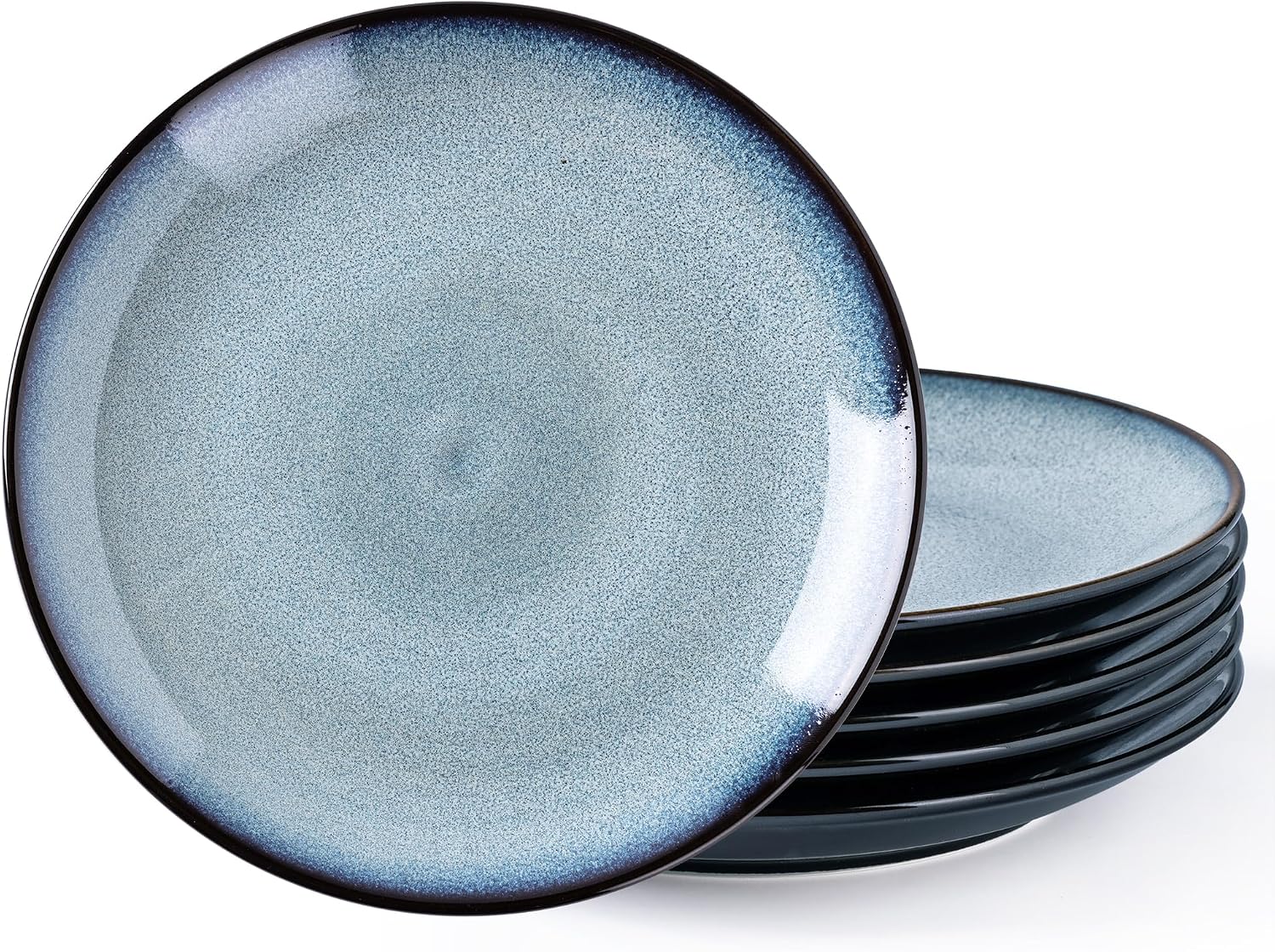 LERATIO Ceramic Dinner Plates Set of 6,10.5 Inch Reactive Glaze Plates | Porcelain Coupe Shape Dinnerware Dishes Set for Kitchen,Oven& Microwave & Dishwasher Safe,Scratch Resistant-Gray Blue