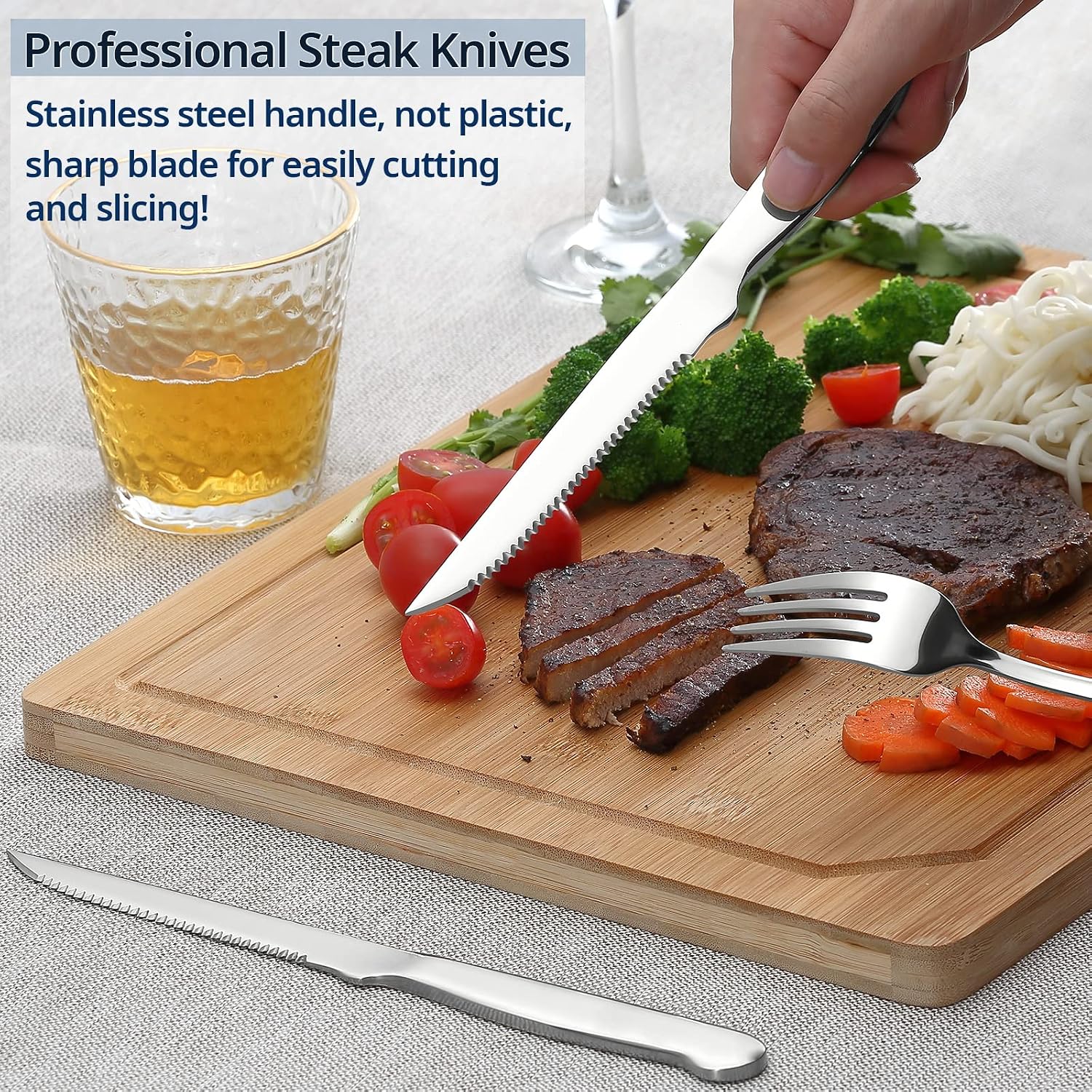 Eisinly 20-Piece Silverware Set with Steak Knives, Mirror Polished | Service for 4, Food Grade Stainless Steel, Ergonomic Design, Dishwasher Safe, Ideal for Home Restaurant Hotel