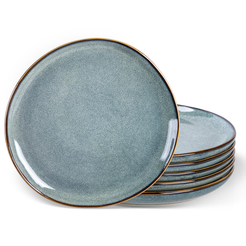 AmorArc Ceramic Dinner Plates Set of 6, 10.5 Inch Stoneware Plates Set | Handmade Reactive Glaze Plates, Rustic Shape Dinnerware Dish Set for Kitchen, Microwave & Dishwasher Safe, Scratch Resistant