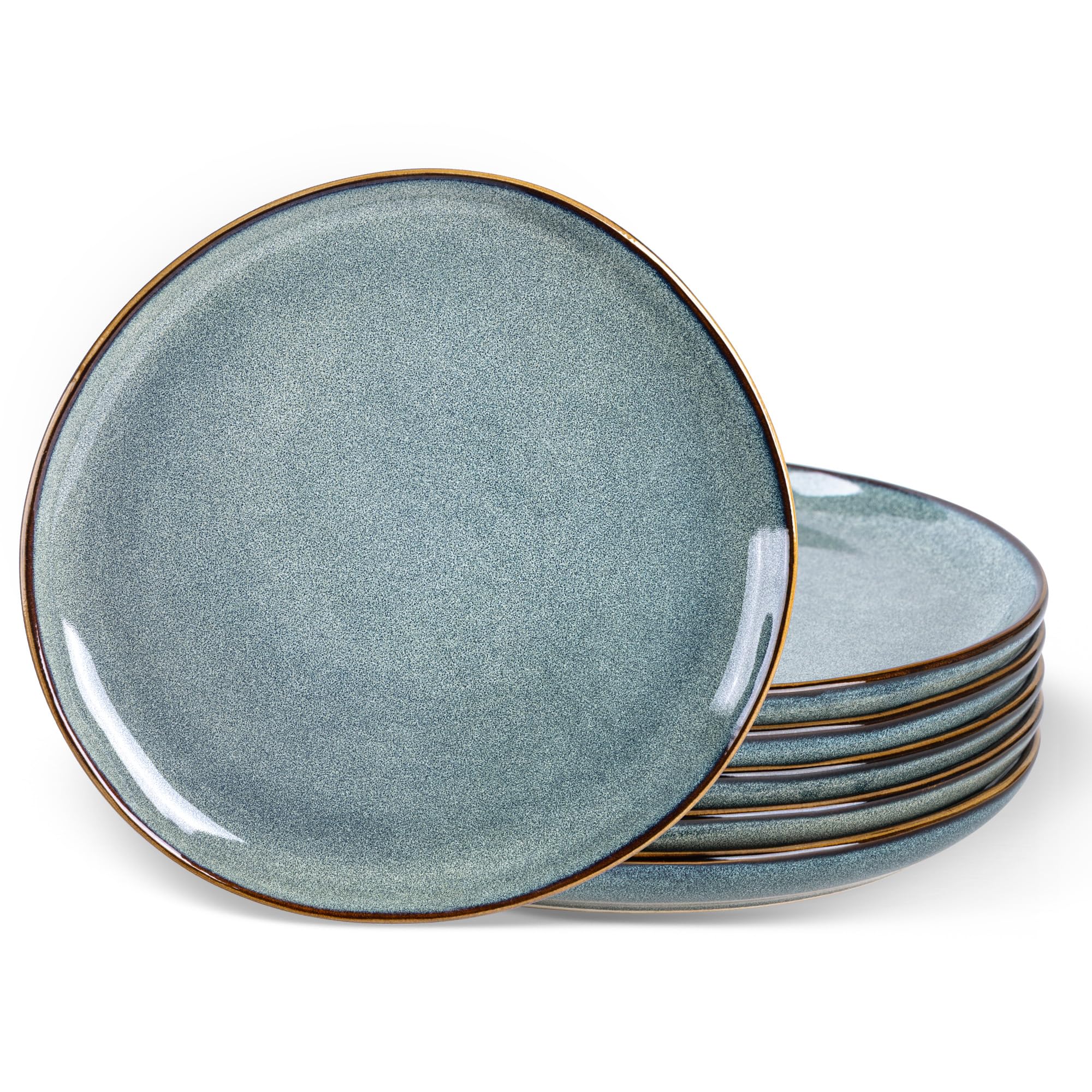 AmorArc Ceramic Dinner Plates Set of 6, 10.5 Inch Stoneware Plates Set | Handmade Reactive Glaze Plates, Rustic Shape Dinnerware Dish Set for Kitchen, Microwave & Dishwasher Safe, Scratch Resistant