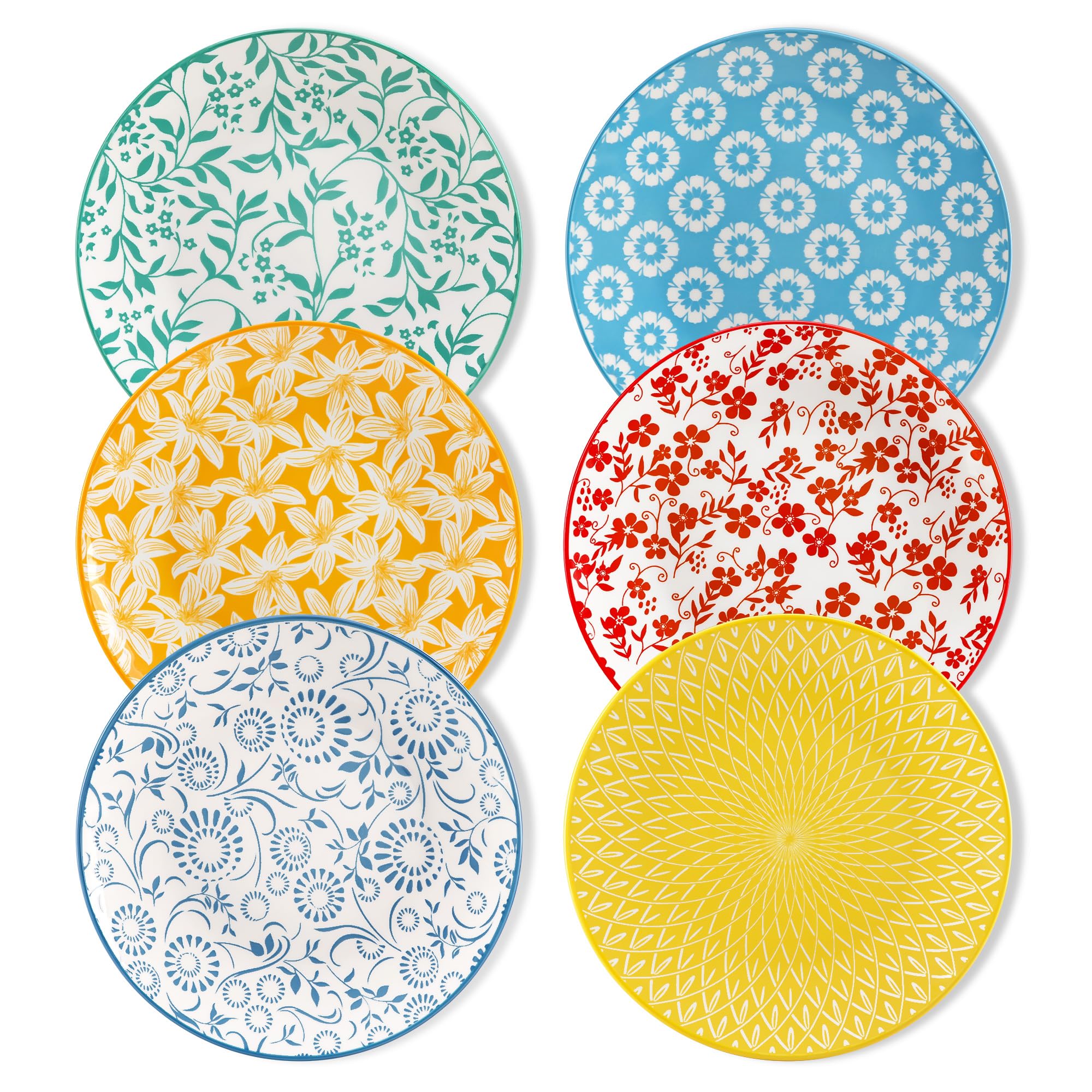 vancasso 10.25" Blue Dinner Plates Set of 6, Porcelain Vintage | Microwave, Oven, Dishwasher Safe, For Dinner, Pasta, Salad, and Dessert, Vintage Blue and White Floral, Stackable