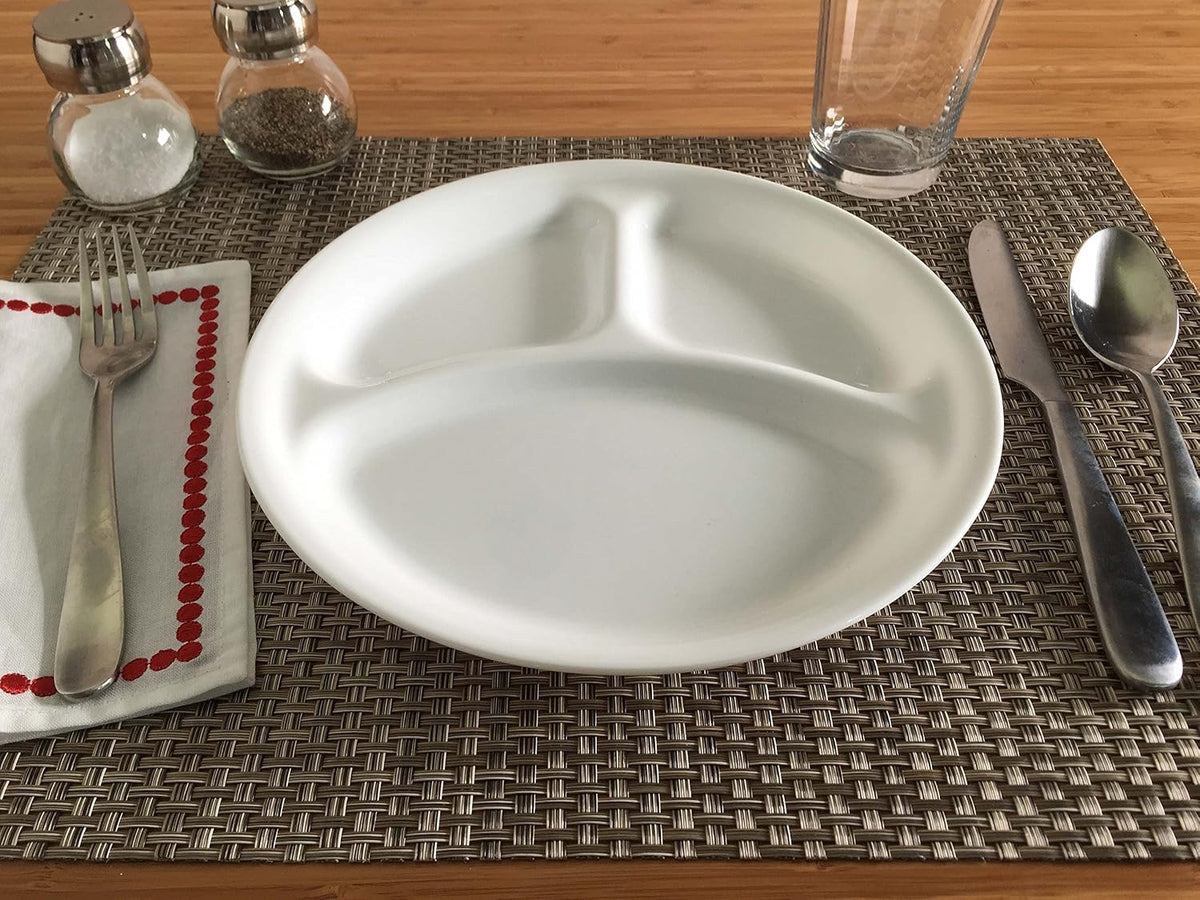 Corelle Winter Frost White 26cm Divided Dinner Plate, Pack of 6
