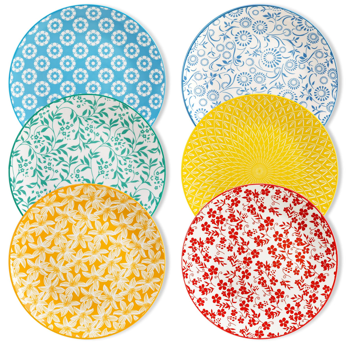 vancasso 10.25" Blue Dinner Plates Set of 6, Porcelain Vintage | Microwave, Oven, Dishwasher Safe, For Dinner, Pasta, Salad, and Dessert, Vintage Blue and White Floral, Stackable