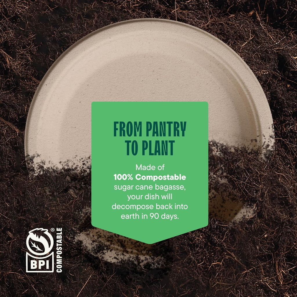 100% Compostable Paper Plates, Heavy Duty Disposable Plates [125-Pack] 9 Inch Plates - Eco-Friendly, Biodegradable Sugarcane Bagasse, Natural Unbleached Brown 9" Dinner Paper Plate Disposable | Eco-Friendly Biodegradable Sugarcane Bagasse Dinner Plates, P