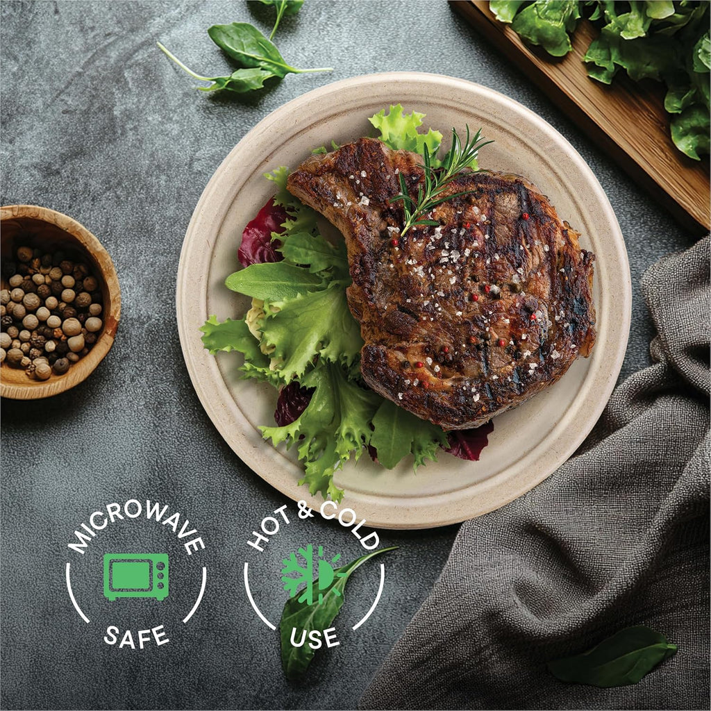 Paper Plates, 100% Compostable Heavy Duty Disposable 10 Inch Plate - [125-Pack] Eco-Friendly, Biodegradable Bagasse - (PFAS-Free) - (BPI Certified) | Eco-Friendly Biodegradable Sugarcane Bagasse Dinner Plates, PFAS-Free & BPI Certified Unbleached Party Su