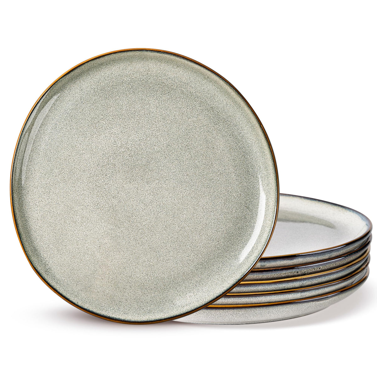AmorArc Ceramic Dinner Plates Set of 6, 10.5 Inch Stoneware Plates Set | Handmade Reactive Glaze Plates, Rustic Shape Dinnerware Dish Set for Kitchen, Microwave & Dishwasher Safe, Scratch Resistant