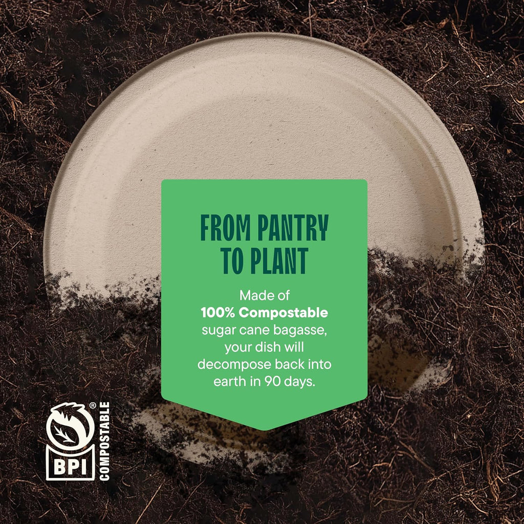 Paper Plates, 100% Compostable Heavy Duty Disposable 10 Inch Plate - [125-Pack] Eco-Friendly, Biodegradable Bagasse - (PFAS-Free) - (BPI Certified) | Eco-Friendly Biodegradable Sugarcane Bagasse Dinner Plates, PFAS-Free & BPI Certified Unbleached Party Su