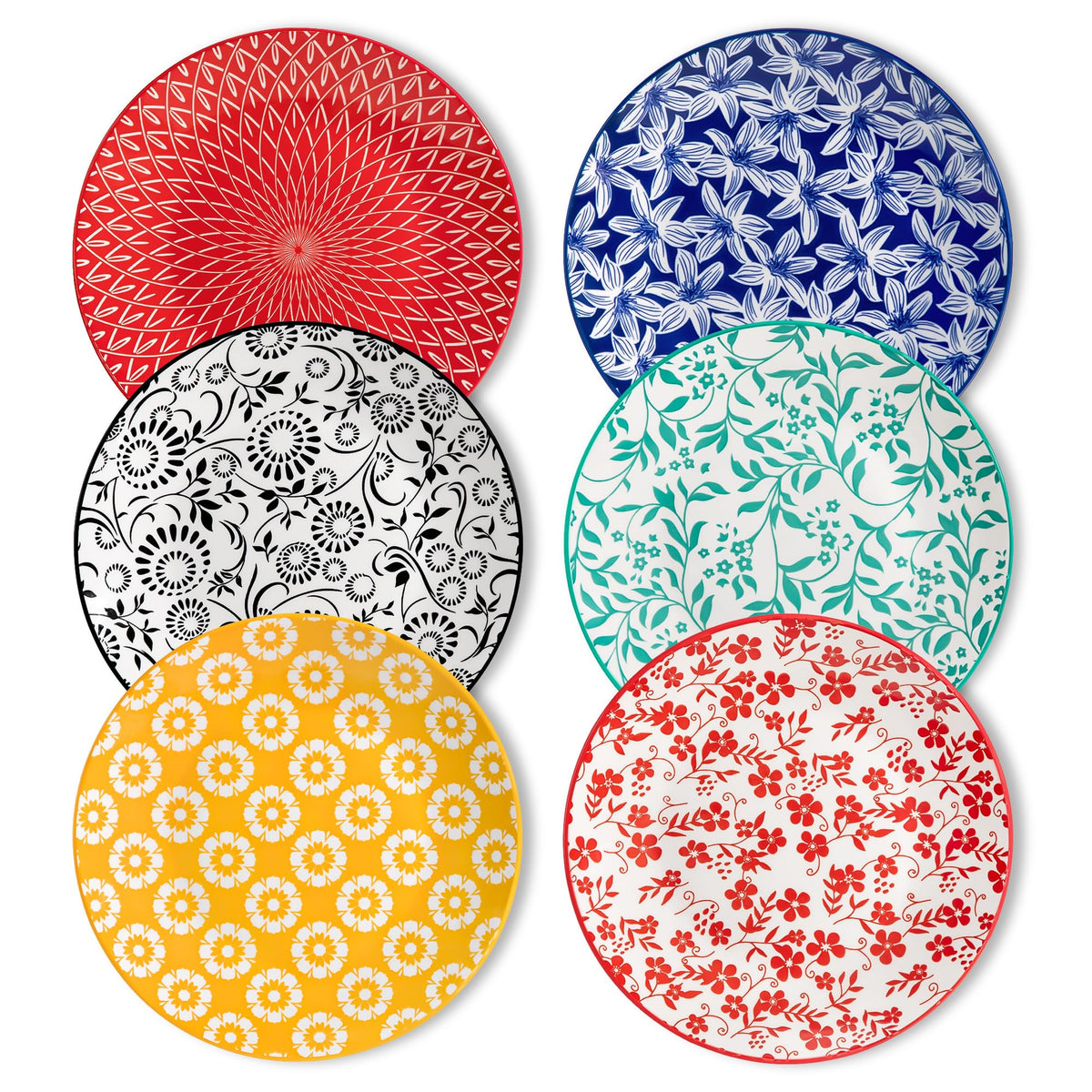 vancasso 10.25" Blue Dinner Plates Set of 6, Porcelain Vintage | Microwave, Oven, Dishwasher Safe, For Dinner, Pasta, Salad, and Dessert, Vintage Blue and White Floral, Stackable