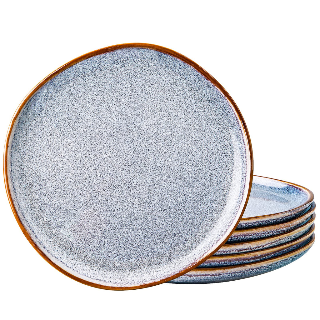 AmorArc Ceramic Dinner Plates Set of 6, 10.5 Inch Stoneware Plates Set | Handmade Reactive Glaze Plates, Rustic Shape Dinnerware Dish Set for Kitchen, Microwave & Dishwasher Safe, Scratch Resistant