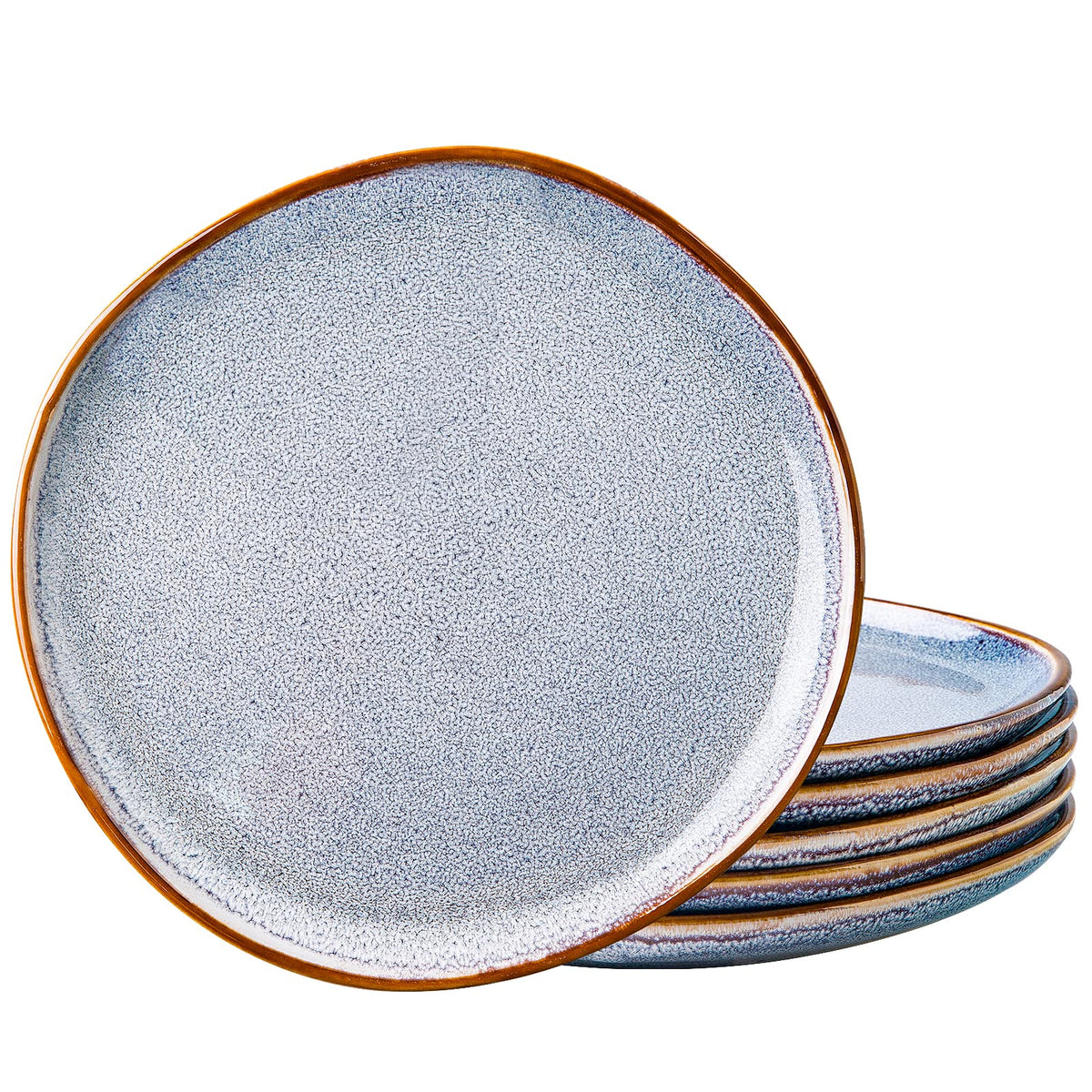 AmorArc Ceramic Dinner Plates Set of 6, 10.5 Inch Stoneware Plates Set | Handmade Reactive Glaze Plates, Rustic Shape Dinnerware Dish Set for Kitchen, Microwave & Dishwasher Safe, Scratch Resistant