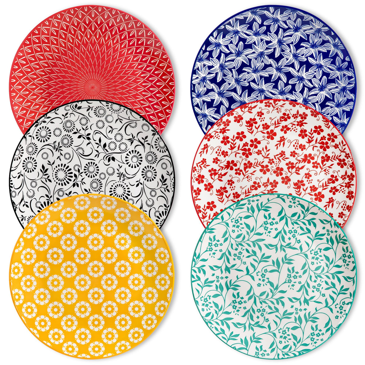 vancasso 10.25" Blue Dinner Plates Set of 6, Porcelain Vintage | Microwave, Oven, Dishwasher Safe, For Dinner, Pasta, Salad, and Dessert, Vintage Blue and White Floral, Stackable